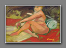 Seated Nude on Red